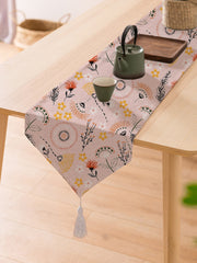 Cheerful Spring Exotic Canvas Table Runner for a Summery Look With Tassel